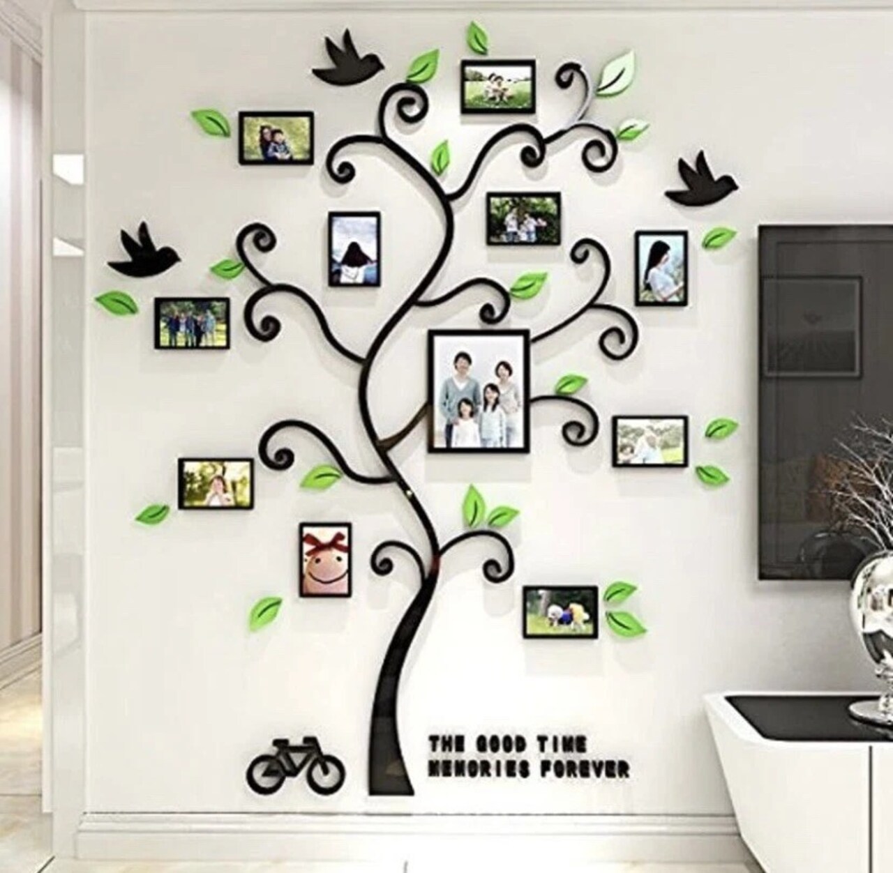 3D Family Tree Wall Decal with DIY Photo Frames – Acrylic Wall Sticker Home Décor